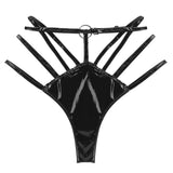 Womens Female Lingerie Night Costume Panties Wetlook Bodycon Patent Leather High Cut Bikini Briefs Thong Underwear Underpants