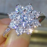 ZN Jewelry Fashion Snowflake White Zircon Ring For Women Engagement Rings wedding Heart Flower Rings Party Rings