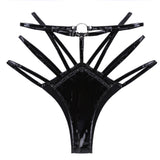 Womens Female Lingerie Night Costume Panties Wetlook Bodycon Patent Leather High Cut Bikini Briefs Thong Underwear Underpants