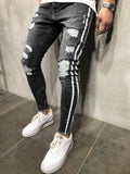 New Brand Fashion Fashion Men&#39;s Ripped Skinny Jeans Destroyed Frayed Slim Fit Denim Pant Zipper US