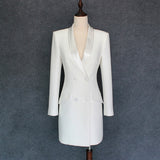 HIGH QUALITY New Fashion, Runway Designer Dress Women&#39;s Long Sleeve Double Breasted Notched Collar Dress
