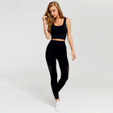 2 Piece Yoga Set Sport Outfit Woman Running Workout Clothes Seamless Fitness Leggings+Longline Sports Bra Gym Sports Wear Women