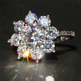 ZN Jewelry Fashion Snowflake White Zircon Ring For Women Engagement Rings wedding Heart Flower Rings Party Rings