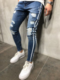 New Brand Fashion Fashion Men&#39;s Ripped Skinny Jeans Destroyed Frayed Slim Fit Denim Pant Zipper US