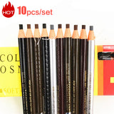 10pcs/set Available Eyebrow Pencil Cosmetics for Makeup Tint Waterproof Microblading Pen Brown Eye Brow Natural Beauty Free Ship
