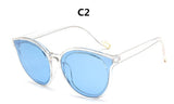 colour luxury top fashion cat eye glasses sunglasses women brand designer blue sea sun glasses lady female oculos de sol UV400