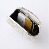 Fashion Luxury Crystal Pearl White Evening Clutch Bags Women Elegant Minaudiere Handbag Wedding Party Lady Purse Bag Hot Selling