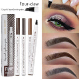 Waterproof Natural Eyebrow Pen Four-claw Eye Brow Tint Makeup three Colors Eyebrow Pencil Brown Black Grey Brush Cosmetics