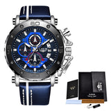 Top Brand LIGE Men Watches Fashion Sport Leather Watch Mens Luxury Date Waterproof Quartz Chronograph Relogio Masculino+Box