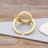 Fashion Copper Zircon Crystal Gold Plated Ring Round Shape Jewelry Filled Wedding Band Rings Gemstone Ring party For Lady