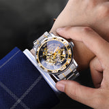 T-WINNER 614 Luxury Brand Mechanical Watches Diamond Stainless Steel Manual Mechanical Watches Men
