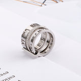 Hot Sale 18k Gold Vacuum Plating Zircon Simple Design Two Finger Roman Numerals Rings
