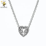New Model 925 Sterling Silver Jewelry Set Heart Necklace Ring Stud Earrings Love Gift For Her