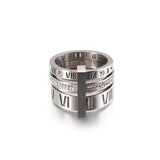 Hot Sale 18k Gold Vacuum Plating Zircon Simple Design Two Finger Roman Numerals Rings