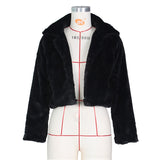 JRRY Casual Women Faux Fur Coats Long Sleeve Furry Cropped Jacket Open Stitch Fluffy Overcoat Plus Size XXL Outdoor Wear