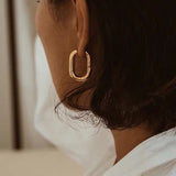 New Classic Copper Alloy Smooth Metal Hoop Earrings For Woman Fashion Korean Jewelry Temperament Girl&#39;s Daily Wear earrings