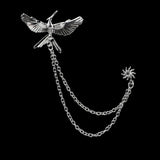 Man Suit Shirt Collar Tassel Chain Lapel Pin Brooch Dragon Badge Retro Pins Wedding Dress Party Dance Neckware Accessories