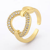 Fashion Copper Zircon Crystal Gold Plated Ring Round Shape Jewelry Filled Wedding Band Rings Gemstone Ring party For Lady