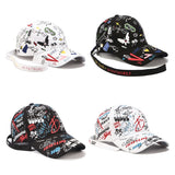 New Unisex Women Men Hats Adjustable Black White Color Printing Graffiti All-matching Baseball Cap For Male Female
