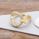 Fashion Copper Zircon Crystal Gold Plated Ring Round Shape Jewelry Filled Wedding Band Rings Gemstone Ring party For Lady