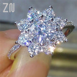 ZN Jewelry Fashion Snowflake White Zircon Ring For Women Engagement Rings wedding Heart Flower Rings Party Rings