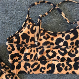 2022 Yoga Set Women 2 Piece Leopard Sport Suit Fitness Wear Running Workout Push Up Leggings Yoga Pant Female Tracksuit