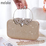 Meloke new fashion Sequined Scrub Clutch Women's Evening Bags Bling Day Clutches Gold Wedding Purse Female Handbag MN2021