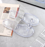 New Summer Women's Luxury Crystal Rhinestones Transparency Fashion Flat Slippers