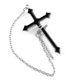 Fashion Punk Black Cross Drop Earrings For Teens Vintage Rock Pride Long Chain Butterfly Ear Cuffs Women Earrings Girls Jewelry