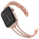 New Bling Metal Bracelet for Apple Watch Band 7 6 Women Luxury Stainless Replacement Strap for iWatch 5 4 3 Watchband 44mm 38mm