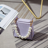 New Square Purses Handbags Luxury Pearl Chain Bag for Women Purse