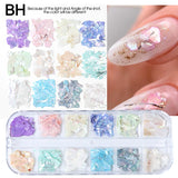 12Grids Nail Glitter Colorful Mirror Effect Shimmer Mermaid Pearl  Powder Chrome Pigment Fine Dust Reflective Polish Decor SAZGF