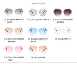 New Fashion Brand Design Vintage Rimless Pilot Sunglasses Women Men Retro Cutting Lens Gradient Sun Glasses Female UV400