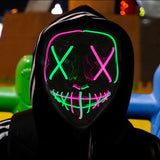 2022Hot Sales Fashion LED Mask Luminous Glowing Halloween Party Mask Neon EL Mask Halloween Cosplay Mask Mascara Horror Maska
