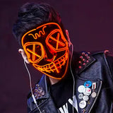 2022Hot Sales Fashion LED Mask Luminous Glowing Halloween Party Mask Neon EL Mask Halloween Cosplay Mask Mascara Horror Maska