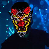 2022Hot Sales Fashion LED Mask Luminous Glowing Halloween Party Mask Neon EL Mask Halloween Cosplay Mask Mascara Horror Maska