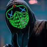 2022Hot Sales Fashion LED Mask Luminous Glowing Halloween Party Mask Neon EL Mask Halloween Cosplay Mask Mascara Horror Maska