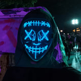 2022Hot Sales Fashion LED Mask Luminous Glowing Halloween Party Mask Neon EL Mask Halloween Cosplay Mask Mascara Horror Maska
