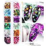 12Grids Nail Glitter Colorful Mirror Effect Shimmer Mermaid Pearl  Powder Chrome Pigment Fine Dust Reflective Polish Decor SAZGF
