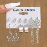 17KM Vintage Pearl Earrings Set Metal Gold Color Dangle Earrings Heart Butterfly Hoop Earrings Geometric Fashion Jewelry Trendy