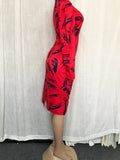 Women Printed Dress Bodycon Long Sleeve Elastic High Waist V Neck Elegant Office Ladies Classy Work Wear Female Vestidos African
