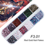 12Grids Nail Glitter Colorful Mirror Effect Shimmer Mermaid Pearl  Powder Chrome Pigment Fine Dust Reflective Polish Decor SAZGF