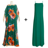 MD Dinner Dresses For Women 2022 New African Summer Autumn Elegant Gown Flowers Printed Dashiki Long Dress Ladies Clothing 419#