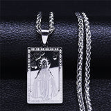Hip Hop Double Layer Stainless Steel Long Pendant Necklace Women/Men Gold Color Virgin Mary Jewelry collier homme N6003S02