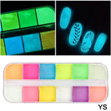 12Grids Nail Glitter Colorful Mirror Effect Shimmer Mermaid Pearl  Powder Chrome Pigment Fine Dust Reflective Polish Decor SAZGF