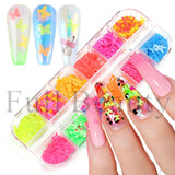 12Grids Nail Glitter Colorful Mirror Effect Shimmer Mermaid Pearl  Powder Chrome Pigment Fine Dust Reflective Polish Decor SAZGF