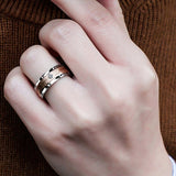 1pcs Luxury Women Ring Metal Hollow Carving Pattern Rose Gold Color Zircon Crystal Couple Ring Bridal Engagement Wedding Jewelry