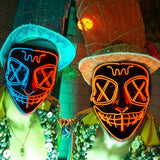 2022Hot Sales Fashion LED Mask Luminous Glowing Halloween Party Mask Neon EL Mask Halloween Cosplay Mask Mascara Horror Maska