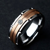 1pcs Luxury Women Ring Metal Hollow Carving Pattern Rose Gold Color Zircon Crystal Couple Ring Bridal Engagement Wedding Jewelry