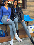 Women&#39;s Jeans High Waist Stretch Skinny Denim Trousers, 2022 Blue Retro Washed Fashion Sexy Elastic Slim Pencil Pants Oversize